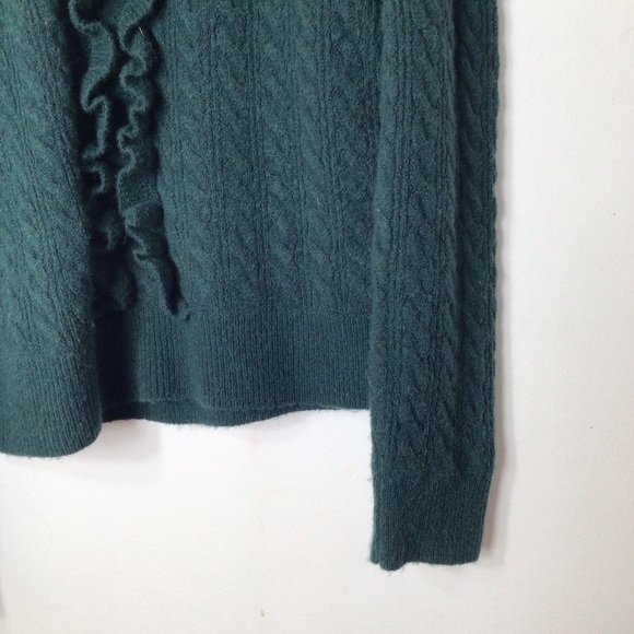 J Crew alpaca wool sweater women small green ruffle pullover - Picture 3 of 11